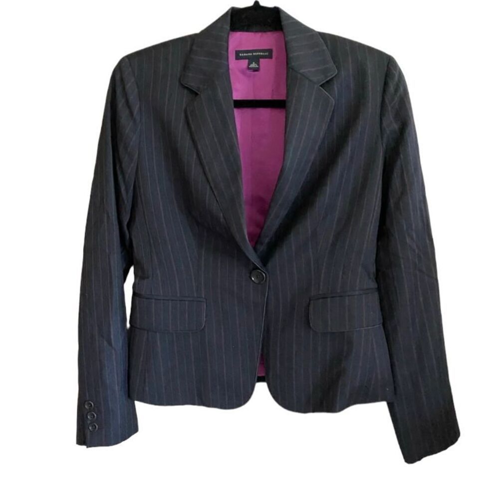 Womens BananaโRepublic Charcoal Pinstripe City Chic Dress Blazer - Sz 0